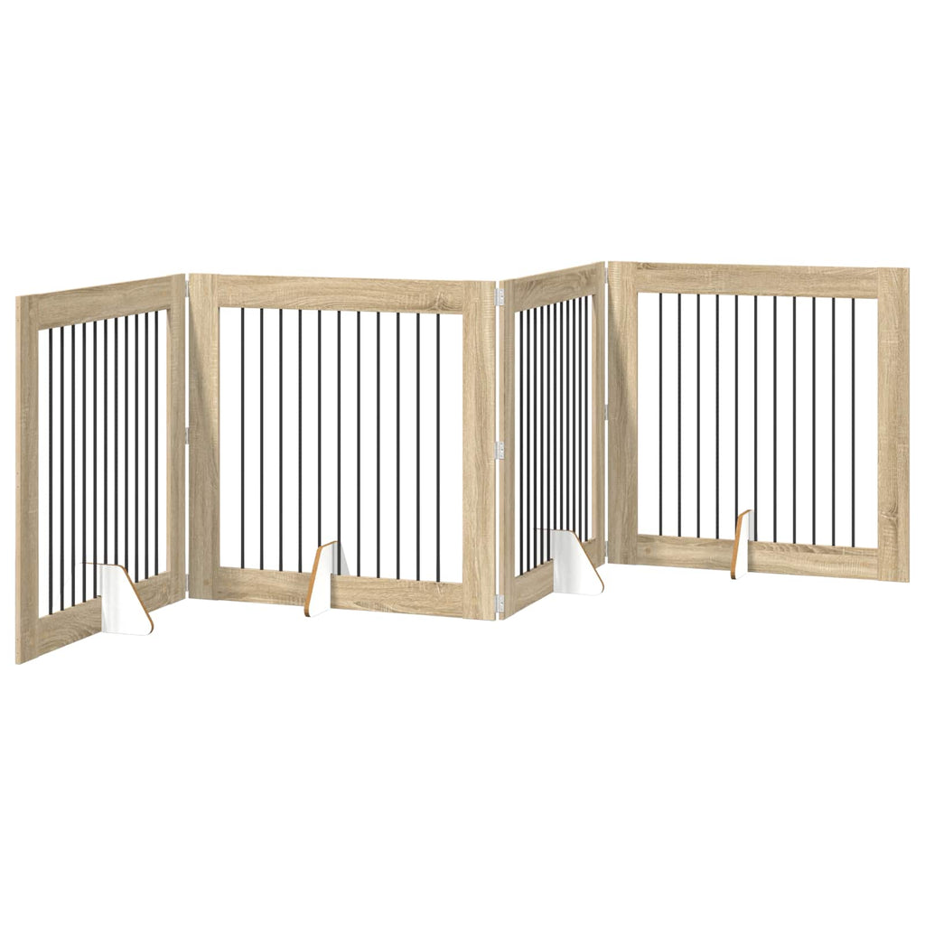 Klappbares Hundetor mit Ständern 4 pcs Sonoma-Eiche 401 cm