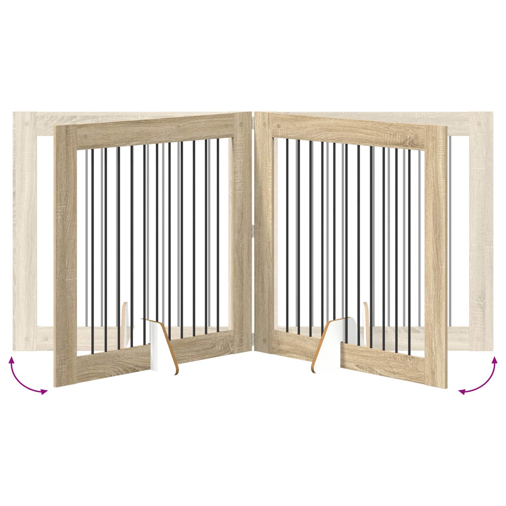 Klappbares Hundetor mit Ständern 4 pcs Sonoma-Eiche 401 cm