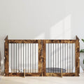 Klappbares Hundetor mit Ständern 4 pcs Geräucherte Eiche 401 cm