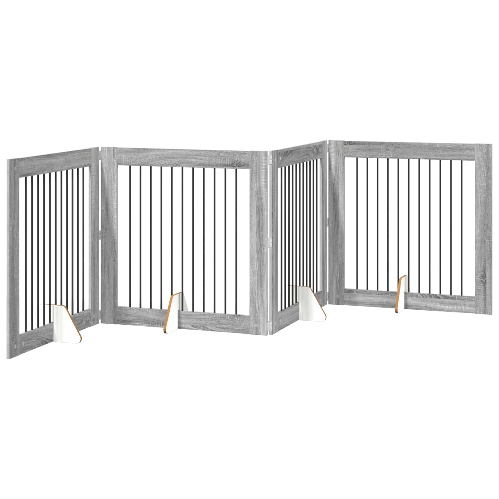 Klappbares Hundetor mit Ständern 4 pcs Graues Sonoma 401 cm