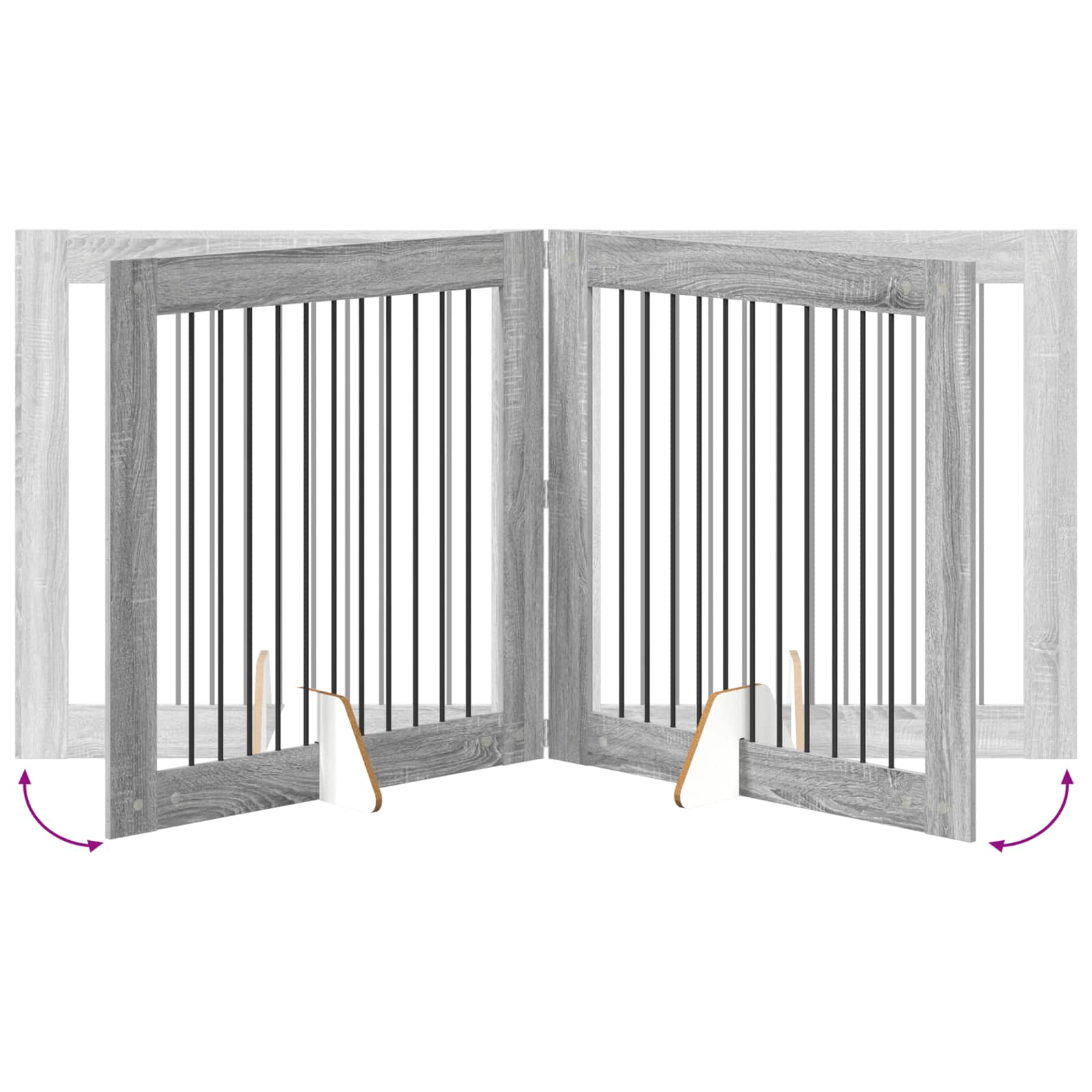 Klappbares Hundetor mit Ständern 4 pcs Graues Sonoma 401 cm