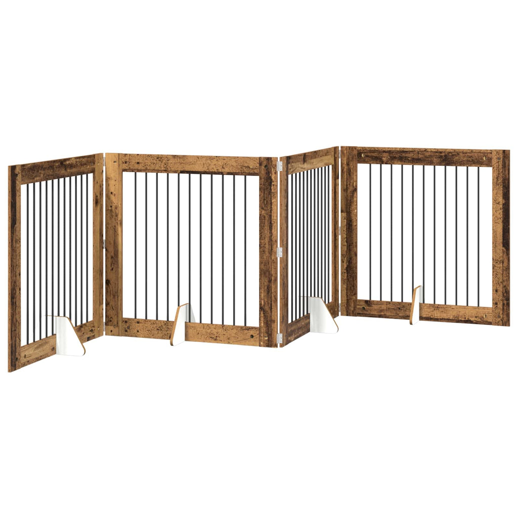 Klappbares Hundetor mit Ständern 4 pcs Altholz 401 cm