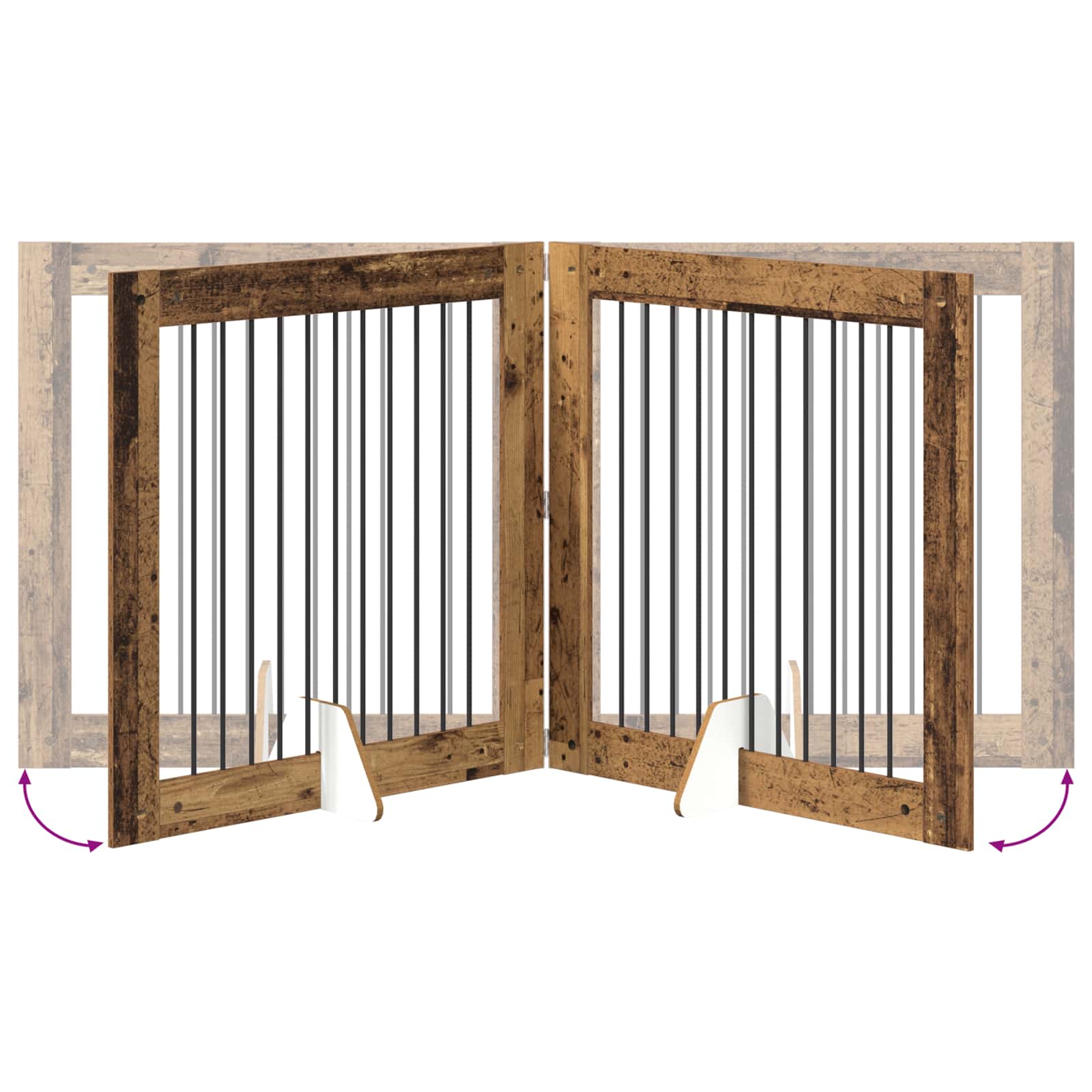 Klappbares Hundetor mit Ständern 4 pcs Altholz 401 cm
