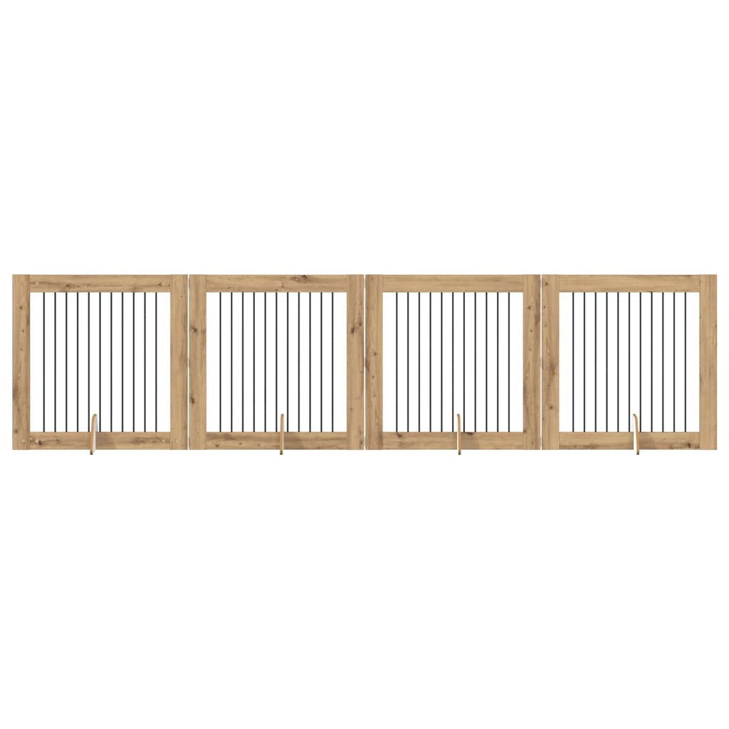 Klappbares Hundetor mit Ständern 4 pcs Artisan-Eiche 401 cm
