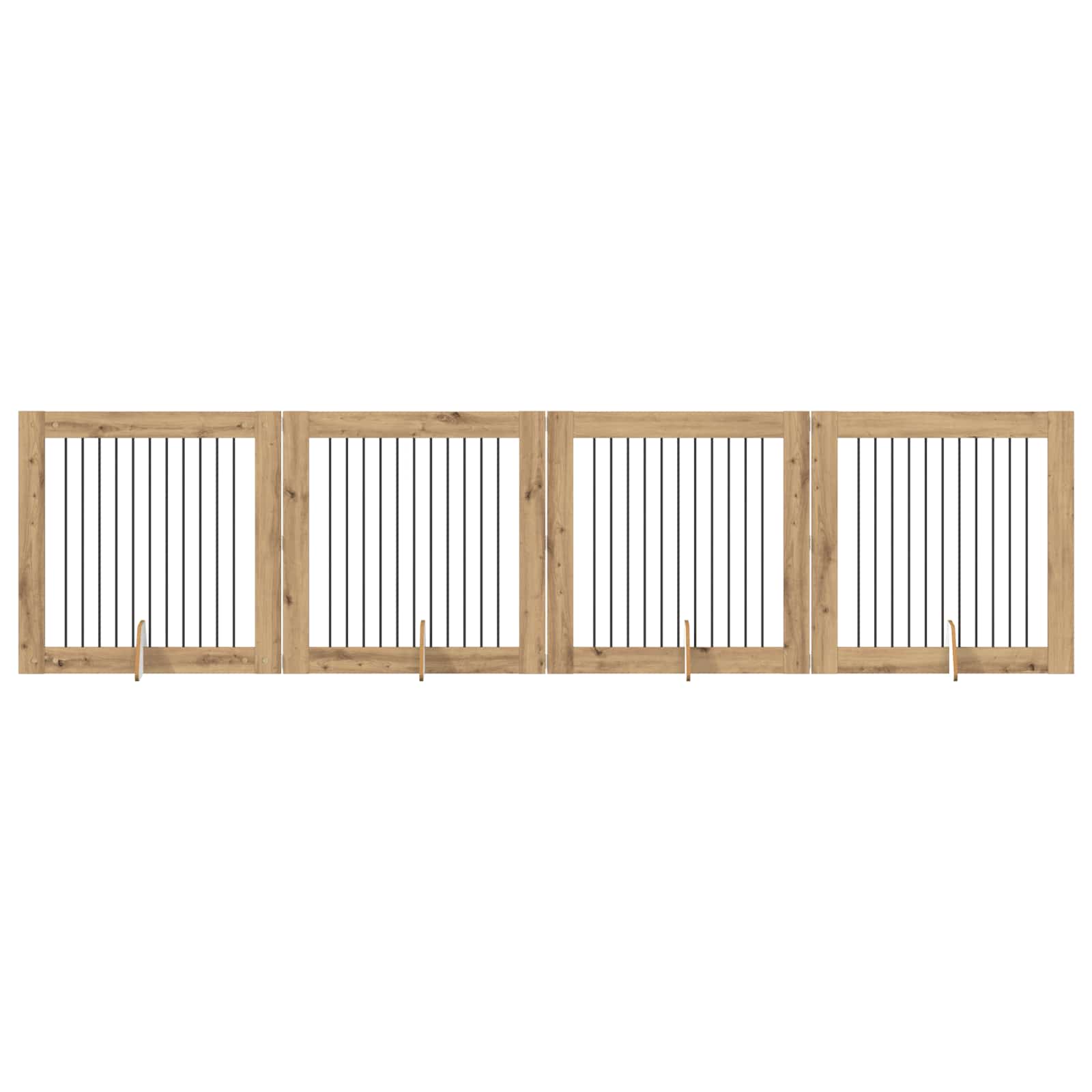 Klappbares Hundetor mit Ständern 4 pcs Artisan-Eiche 401 cm