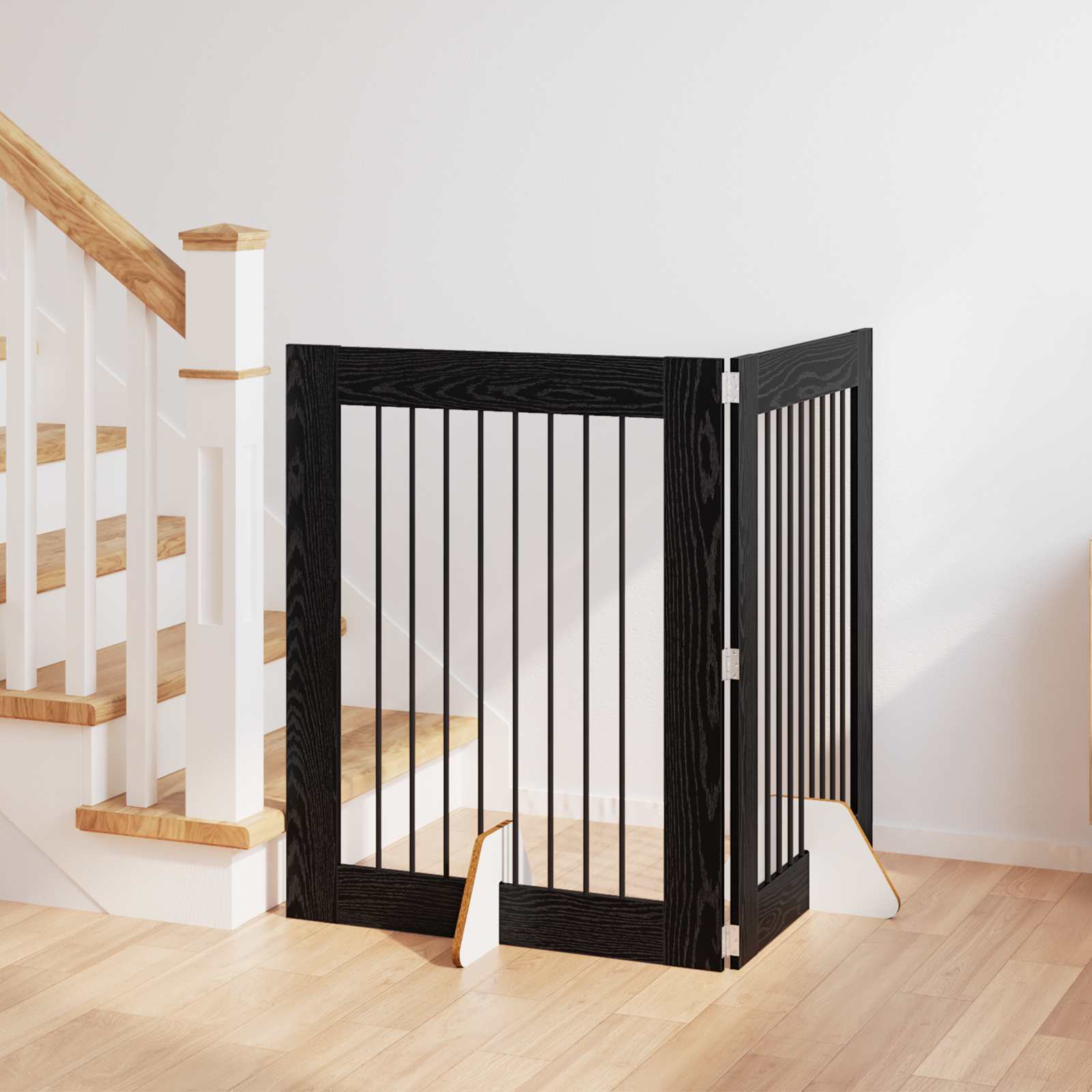 Klappbares Hundetor mit Ständern 2 pcs Schwarze Eiche 160,5 cm