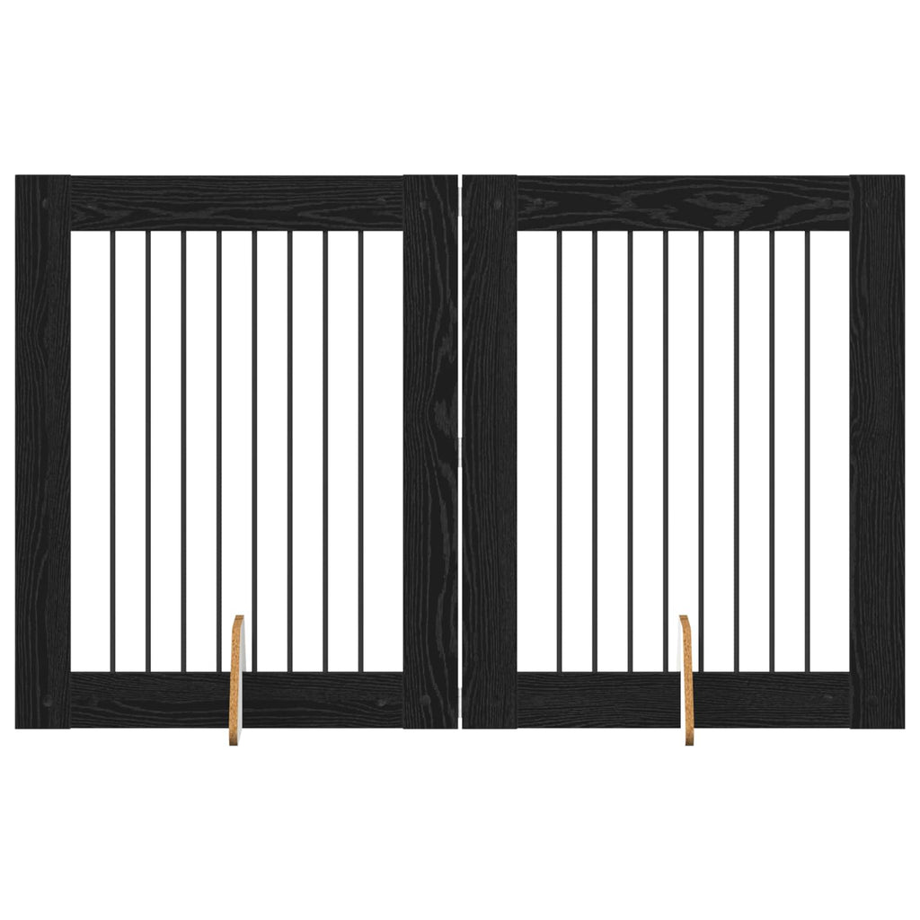 Klappbares Hundetor mit Ständern 2 pcs Schwarze Eiche 160,5 cm