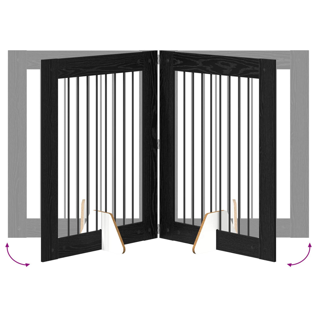 Klappbares Hundetor mit Ständern 2 pcs Schwarze Eiche 160,5 cm