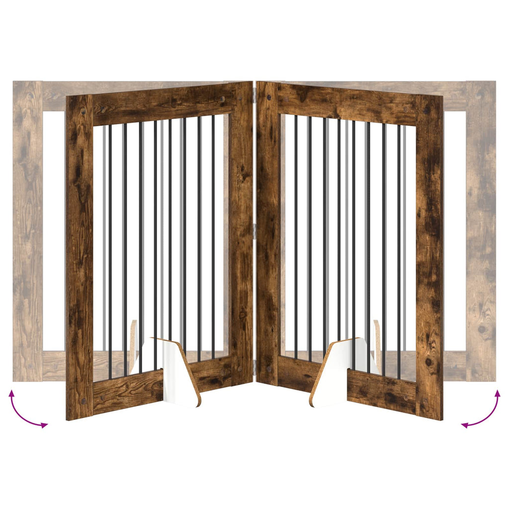 Klappbares Hundetor mit Ständern 2 pcs Geräucherte Eiche