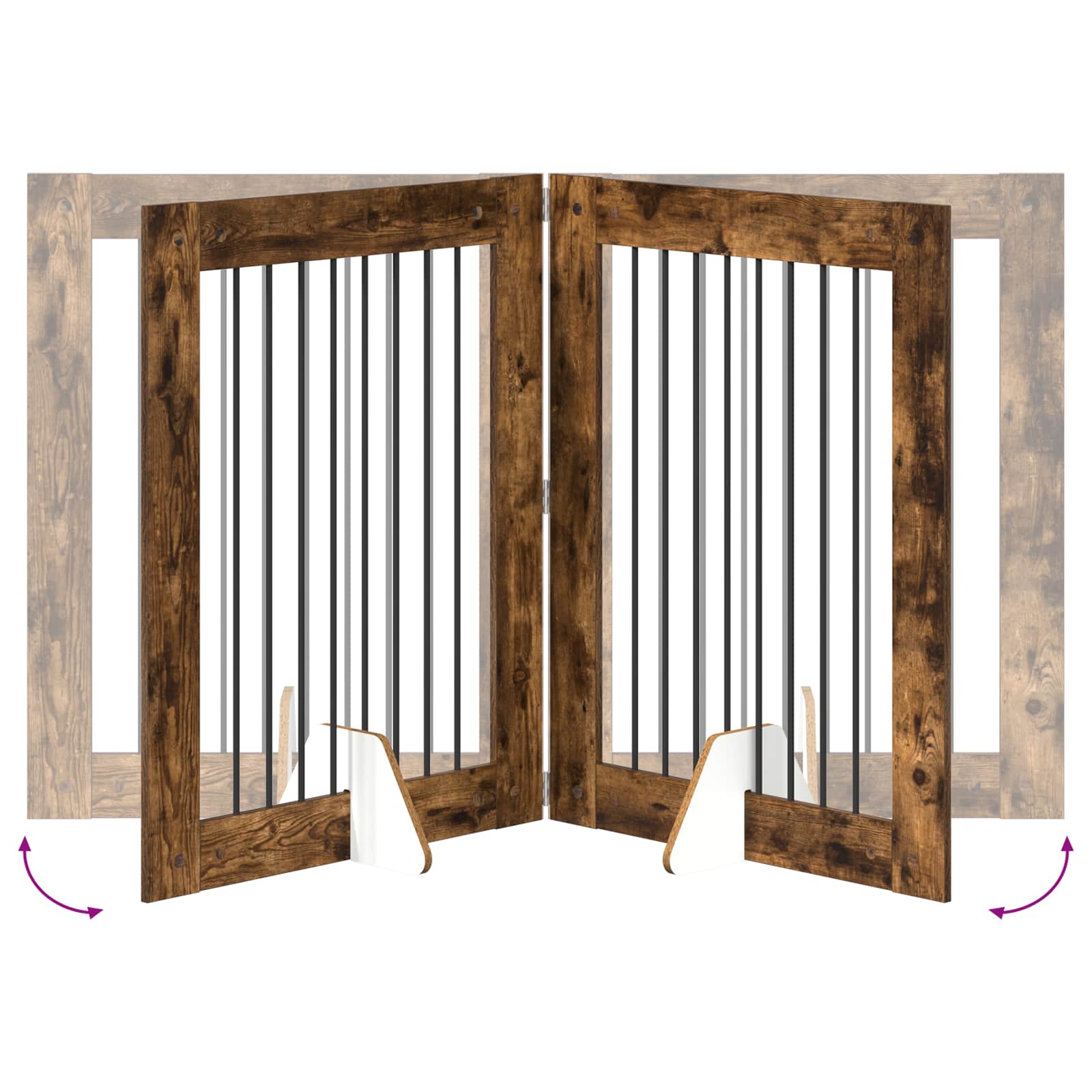 Klappbares Hundetor mit Ständern 2 pcs Geräucherte Eiche