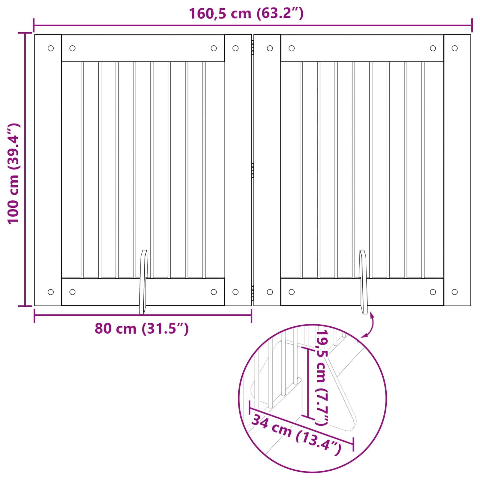 Klappbares Hundetor mit Ständern 2 pcs Geräucherte Eiche