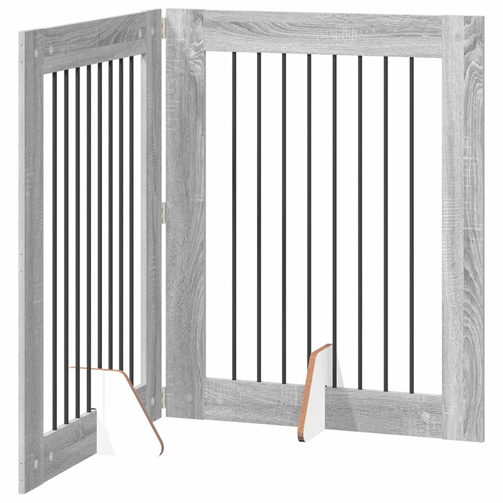 Klappbares Hundetor mit Ständern 2 pcs Graues Sonoma 160,5 cm