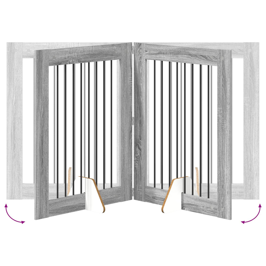 Klappbares Hundetor mit Ständern 2 pcs Graues Sonoma 160,5 cm