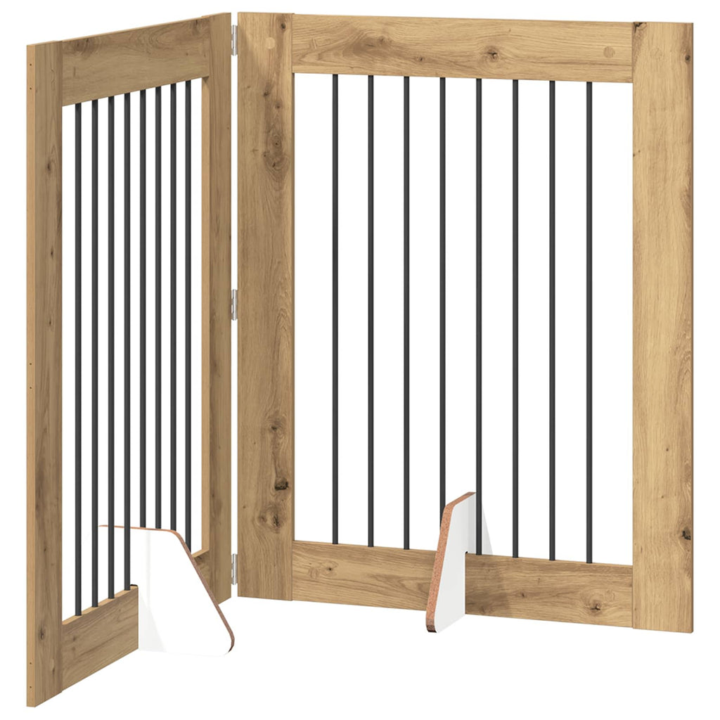 Klappbares Hundetor mit Ständern 2 pcs Artisan-Eiche 160,5 cm