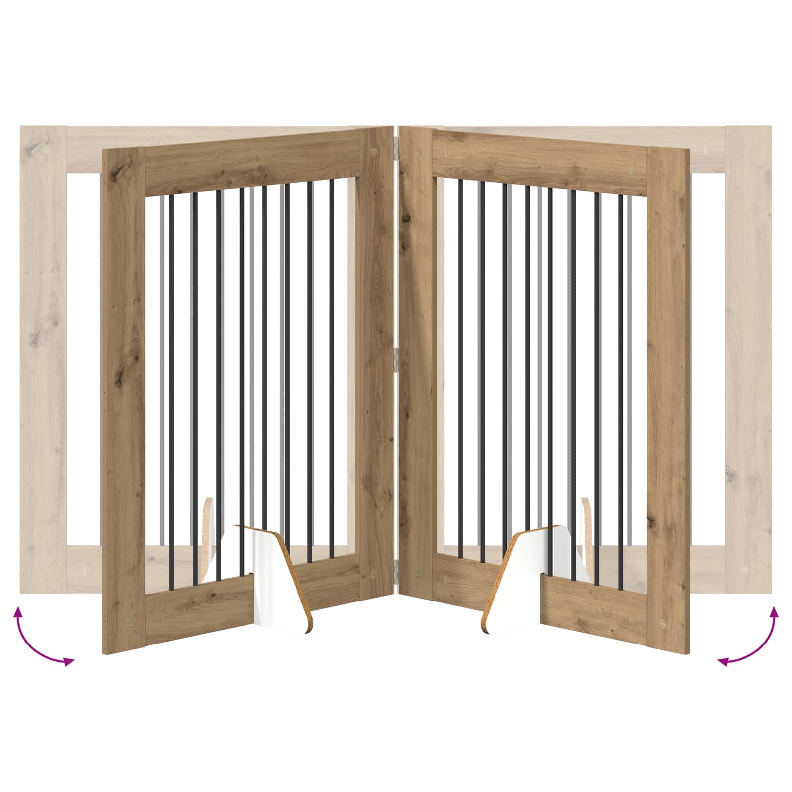 Klappbares Hundetor mit Ständern 2 pcs Artisan-Eiche 160,5 cm