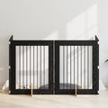 Klappbares Hundetor mit Ständern 4 pcs Schwarze Eiche 321 cm