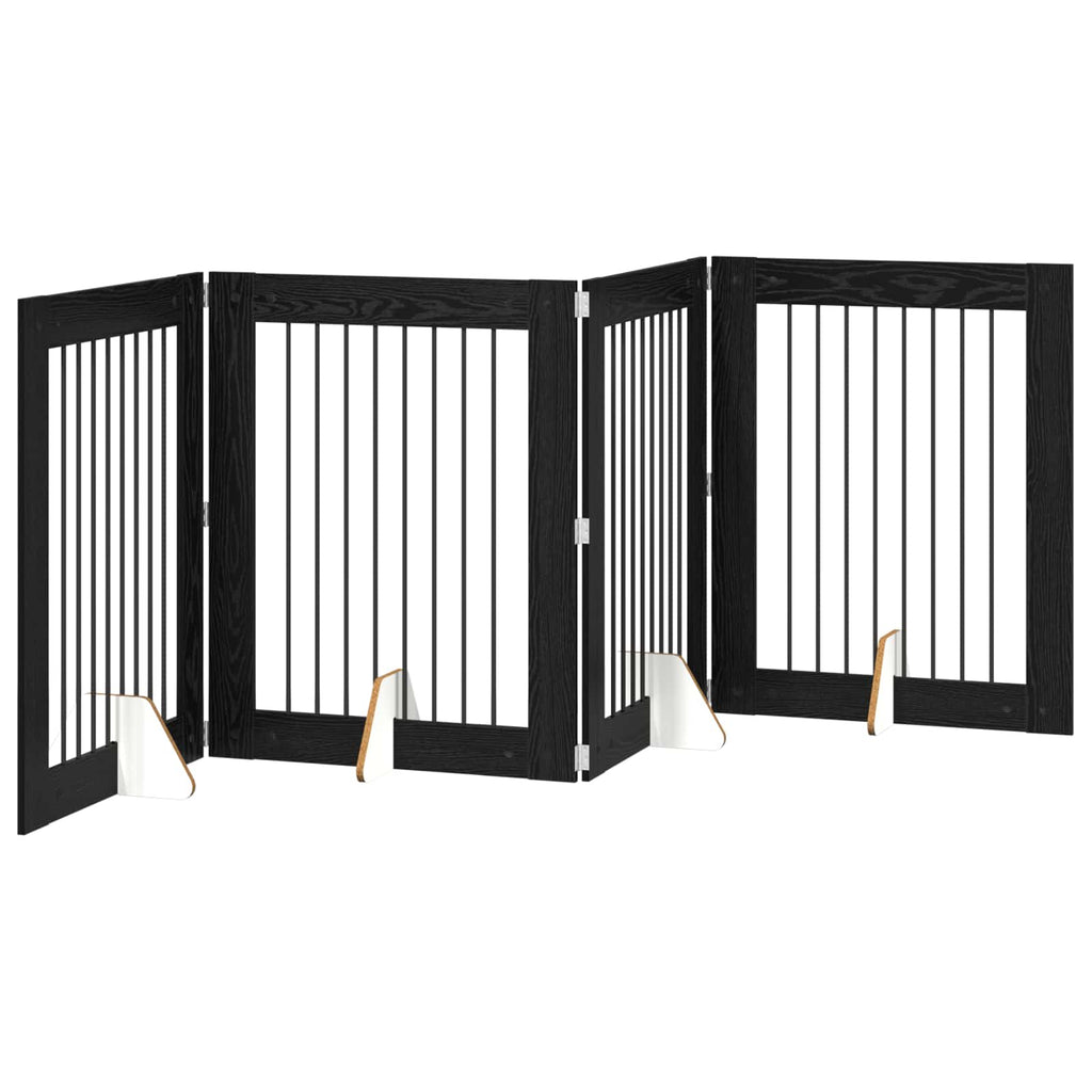 Klappbares Hundetor mit Ständern 4 pcs Schwarze Eiche 321 cm