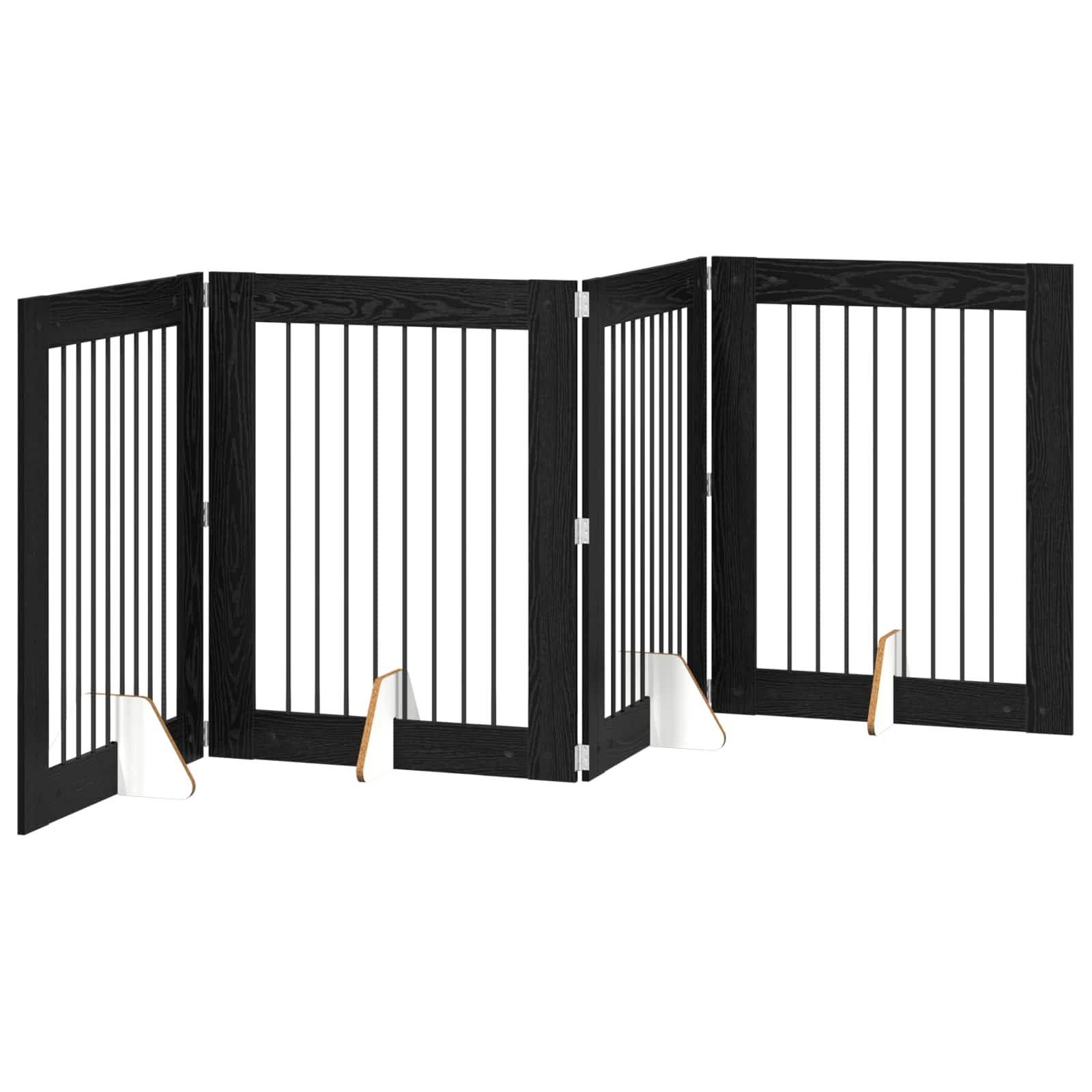 Klappbares Hundetor mit Ständern 4 pcs Schwarze Eiche 321 cm