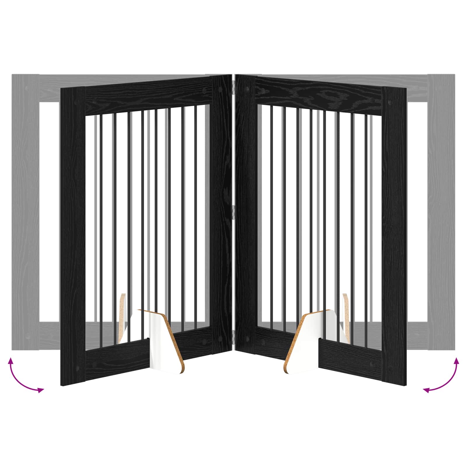 Klappbares Hundetor mit Ständern 4 pcs Schwarze Eiche 321 cm