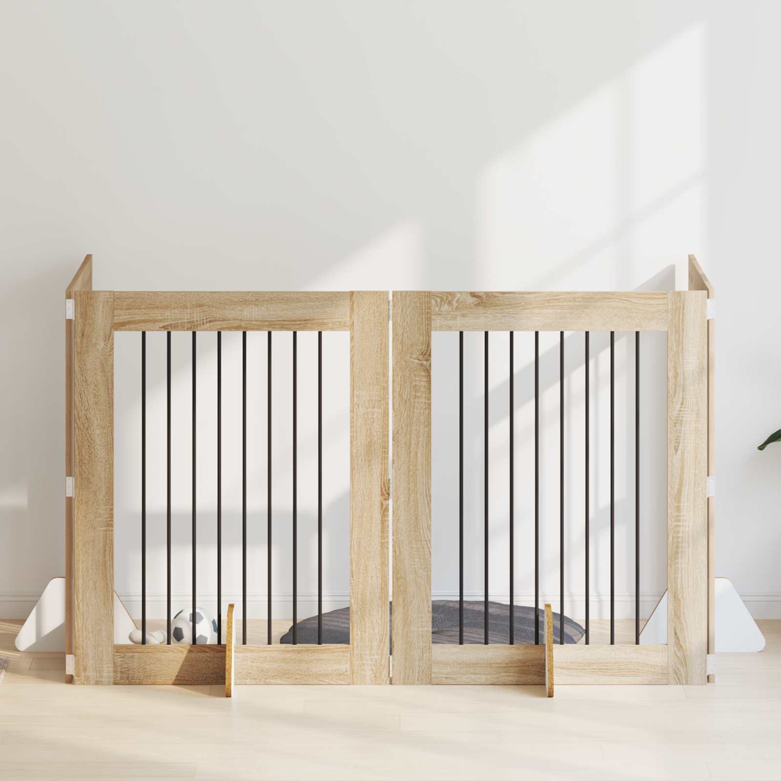 Klappbares Hundetor mit Ständern 4 pcs Sonoma-Eiche 321 cm