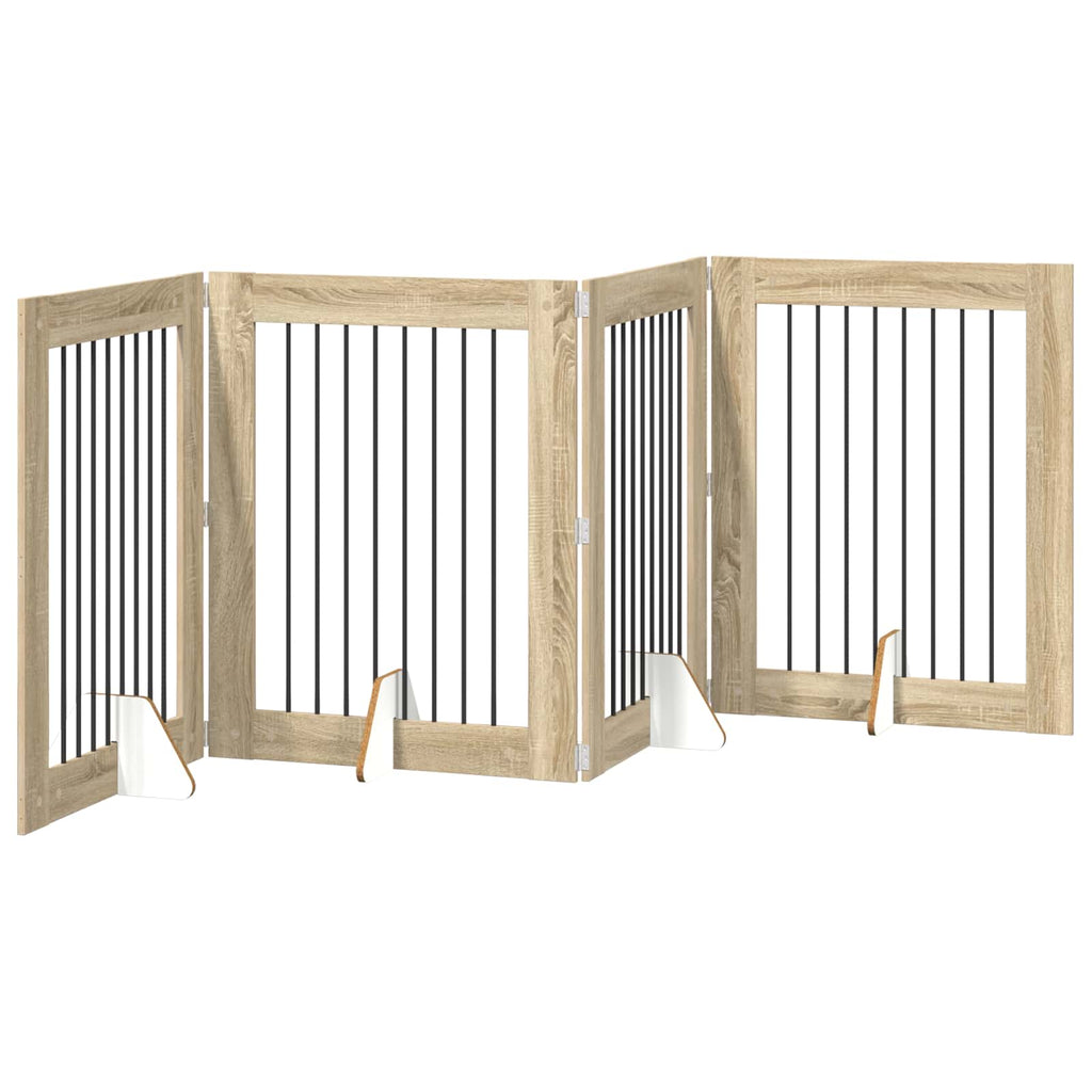 Klappbares Hundetor mit Ständern 4 pcs Sonoma-Eiche 321 cm