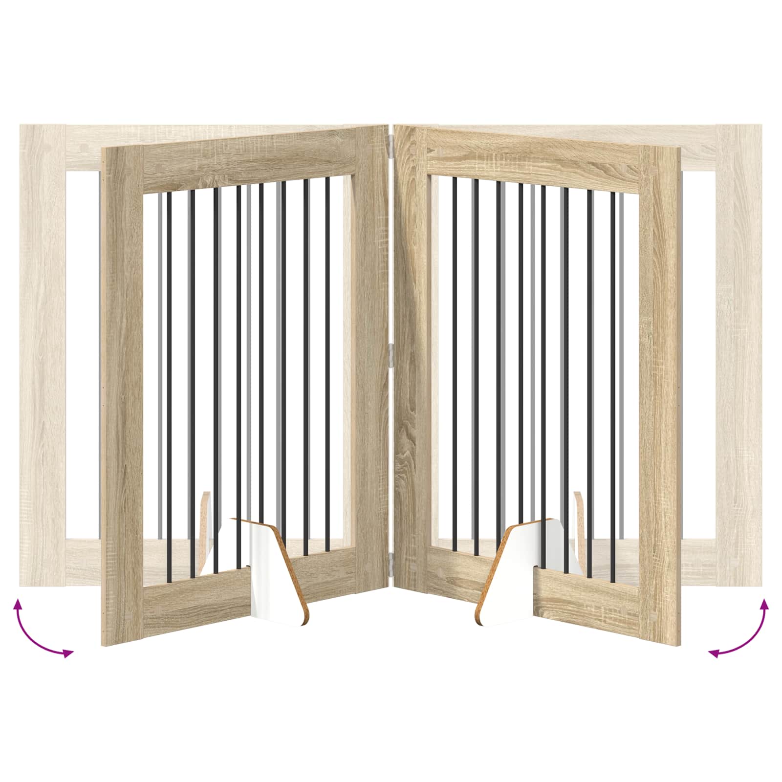 Klappbares Hundetor mit Ständern 4 pcs Sonoma-Eiche 321 cm