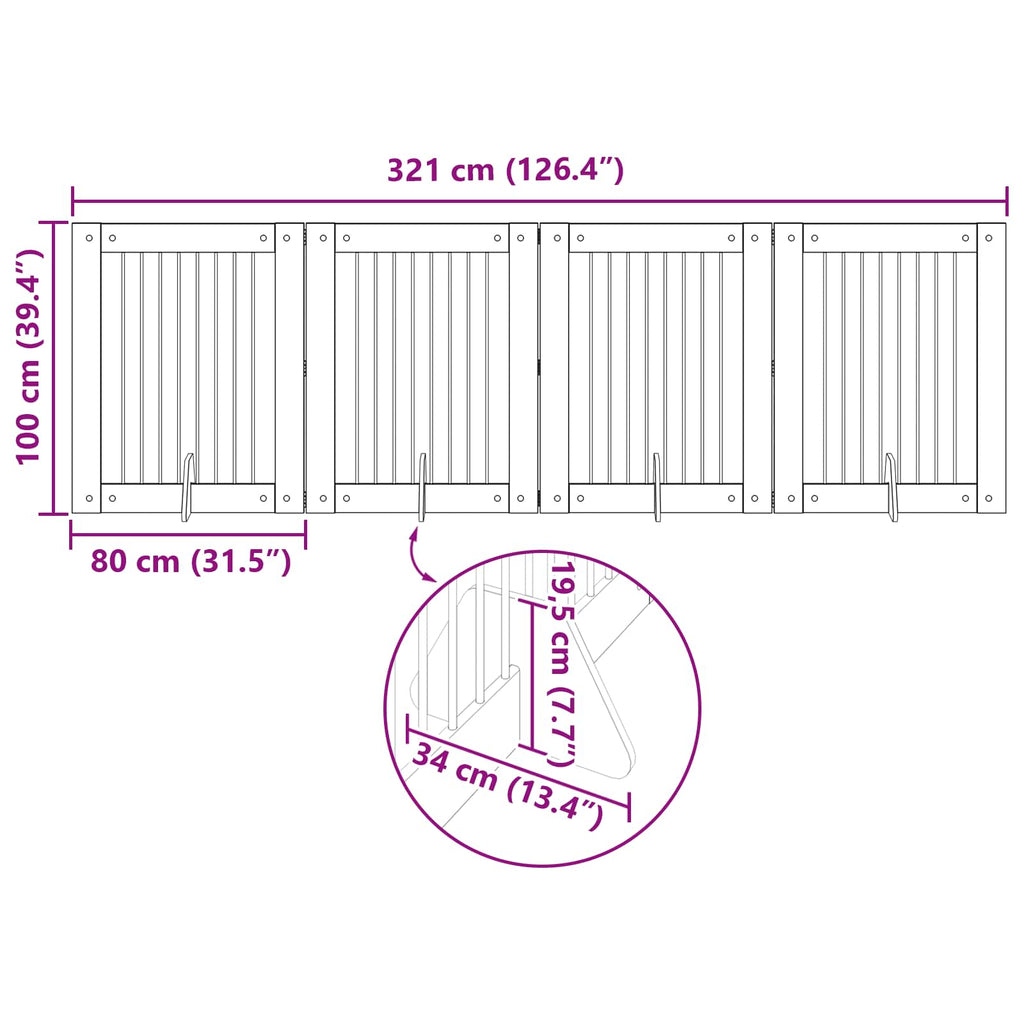 Klappbares Hundetor mit Ständern 4 pcs Sonoma-Eiche 321 cm