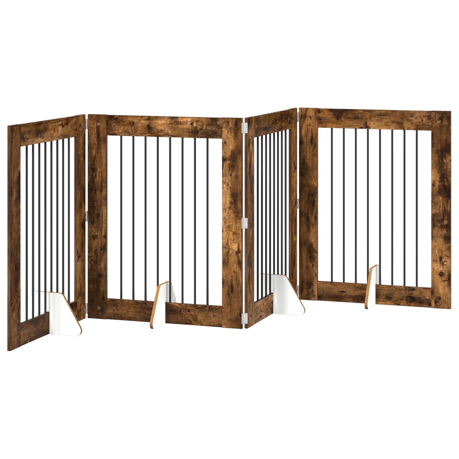 Klappbares Hundetor mit Ständern 4 pcs Geräucherte Eiche 321 cm