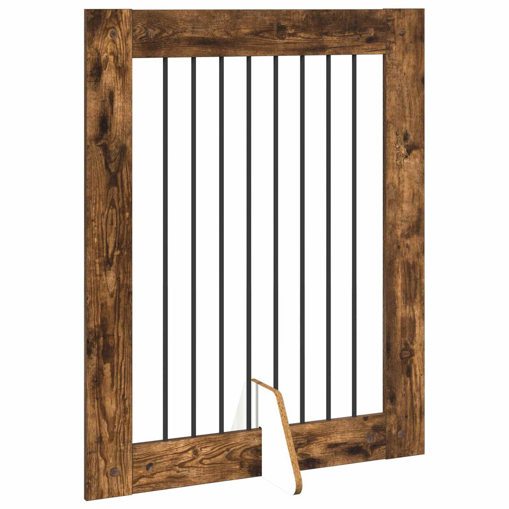 Klappbares Hundetor mit Ständern 4 pcs Geräucherte Eiche 321 cm