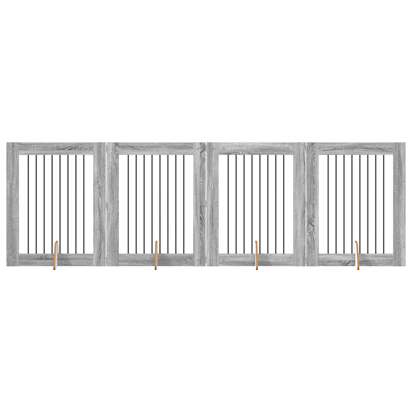 Klappbares Hundetor mit Ständern 4 pcs Graues Sonoma 321 cm