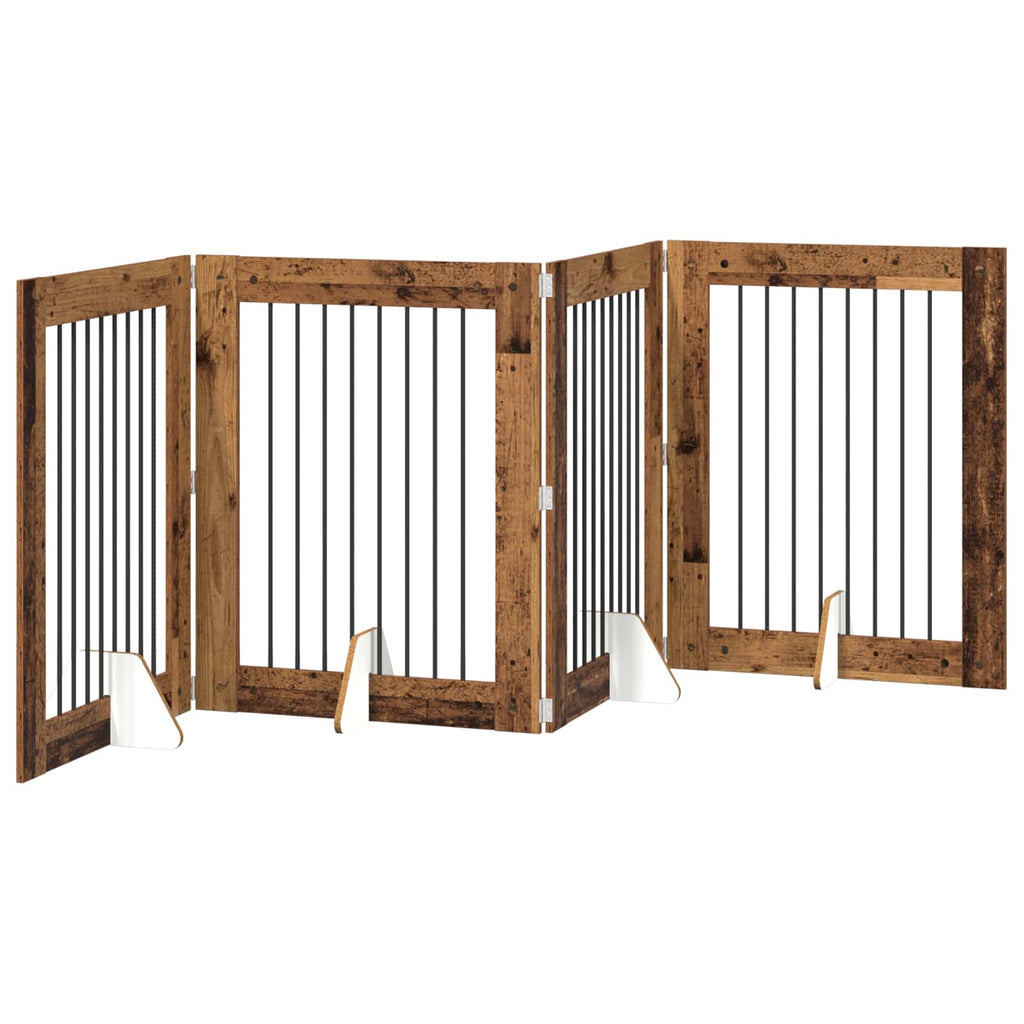 Klappbares Hundetor mit Ständern 4 pcs Altholz 321 cm