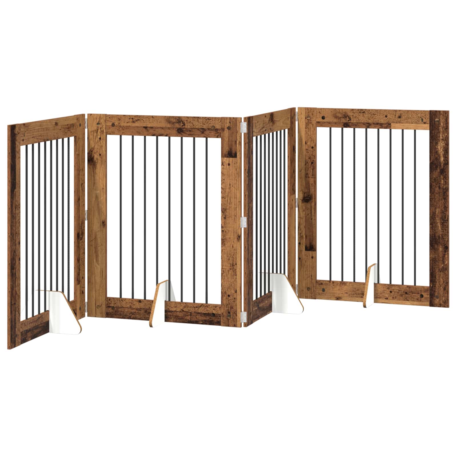 Klappbares Hundetor mit Ständern 4 pcs Altholz 321 cm