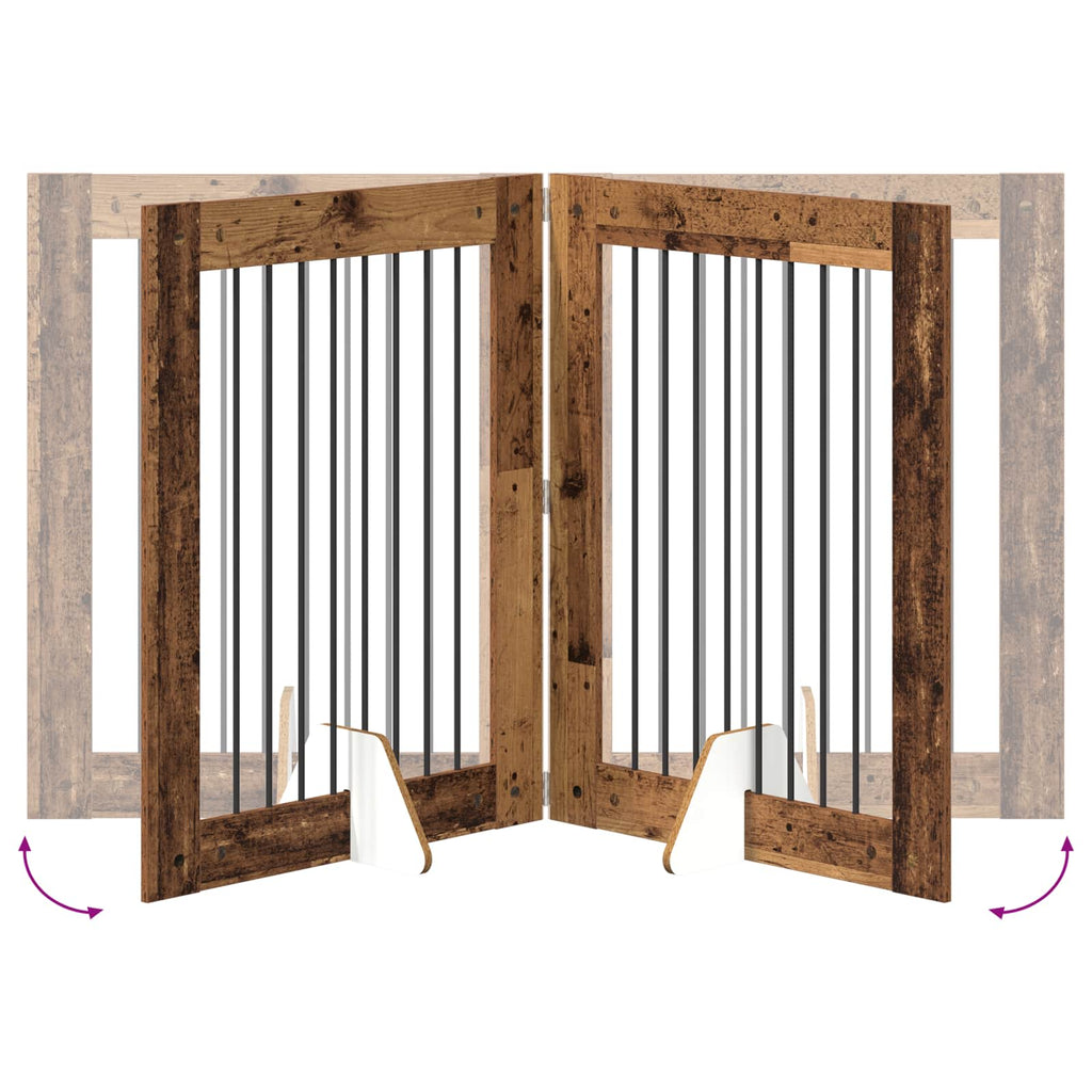 Klappbares Hundetor mit Ständern 4 pcs Altholz 321 cm