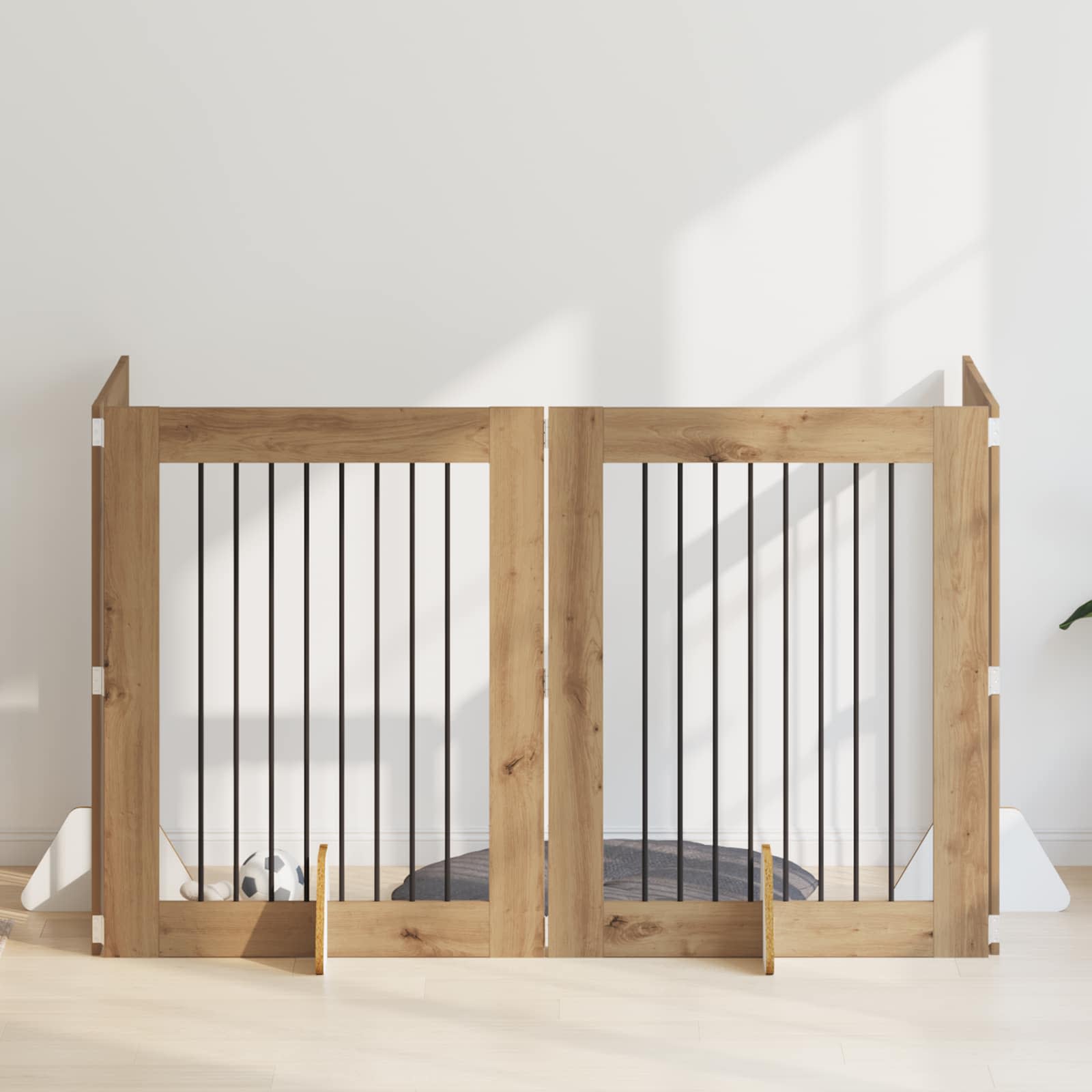Klappbares Hundetor mit Ständern 4 pcs Artisan-Eiche 321 cm