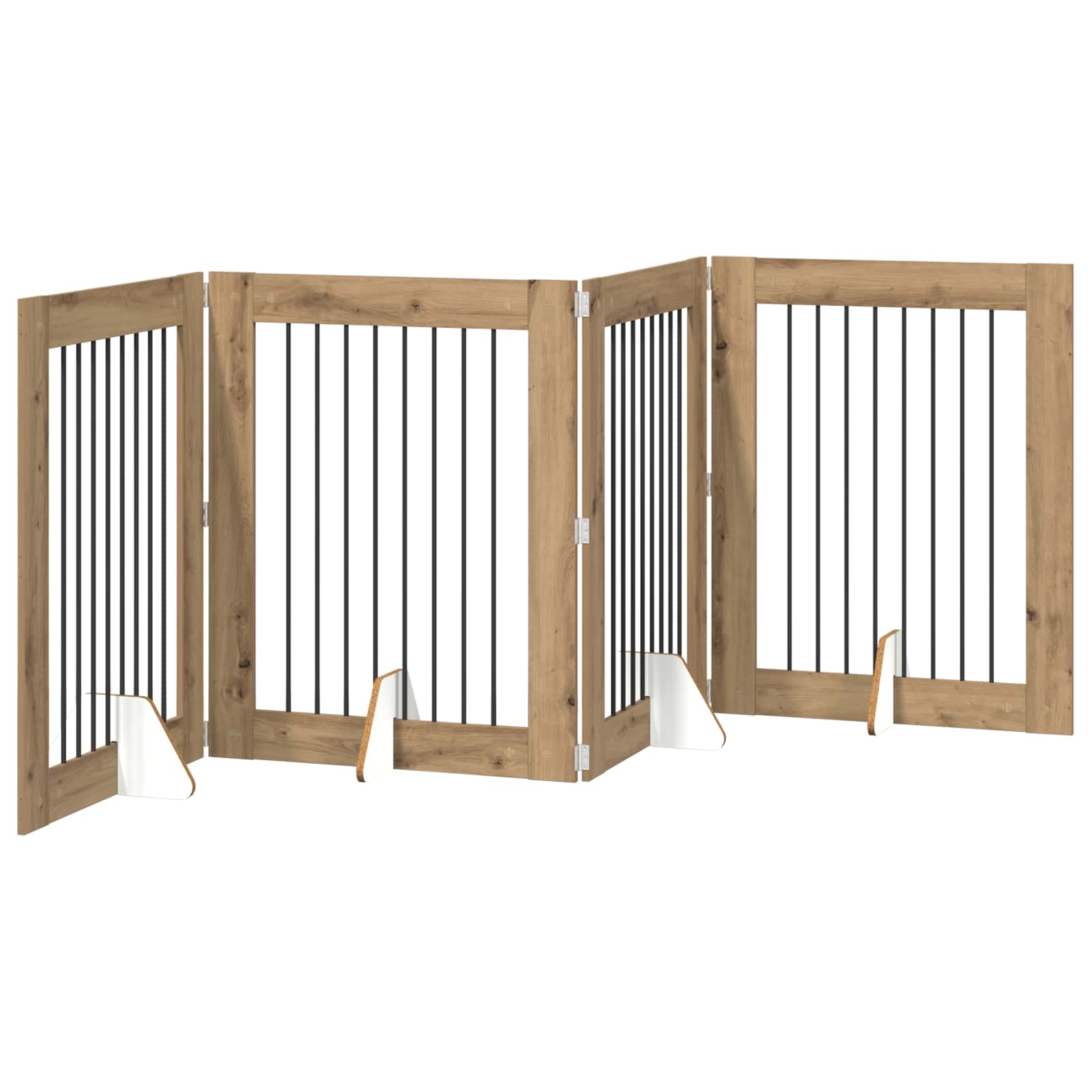 Klappbares Hundetor mit Ständern 4 pcs Artisan-Eiche 321 cm