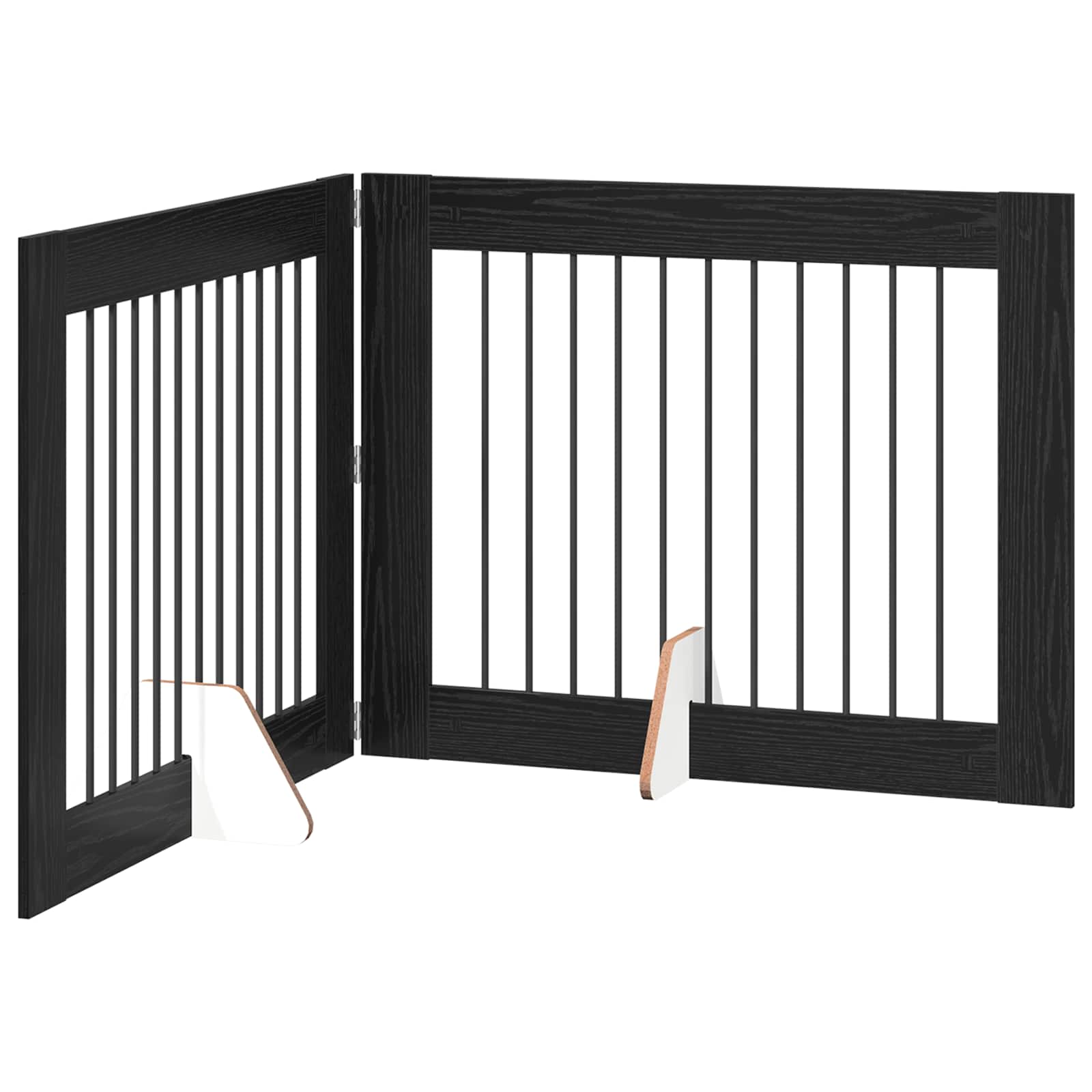 Klappbares Hundetor mit Ständern 2 pcs Schwarze Eiche 200,5 cm