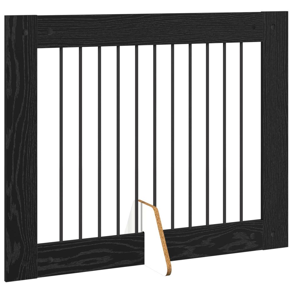 Klappbares Hundetor mit Ständern 2 pcs Schwarze Eiche 200,5 cm