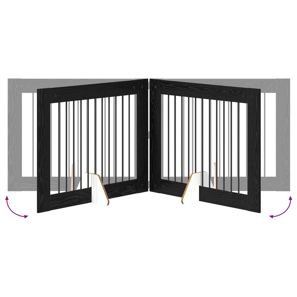 Klappbares Hundetor mit Ständern 2 pcs Schwarze Eiche 200,5 cm