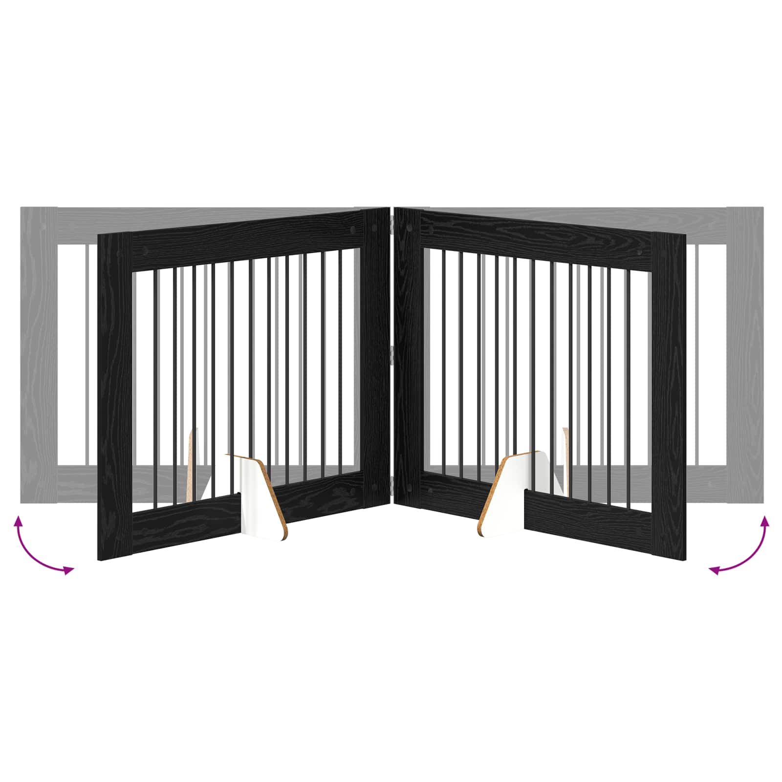 Klappbares Hundetor mit Ständern 2 pcs Schwarze Eiche 200,5 cm