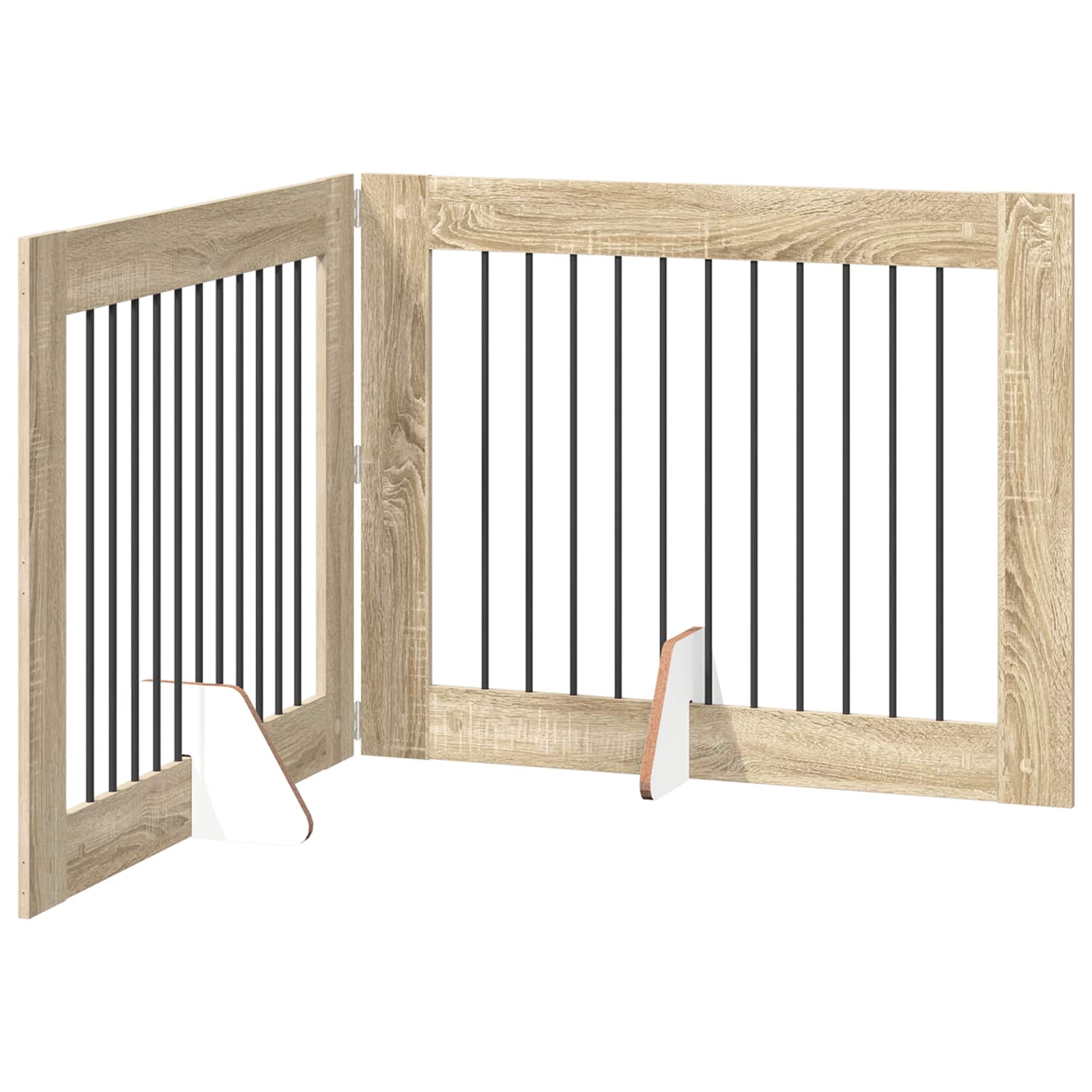 Klappbares Hundetor mit Ständern 2 pcs Sonoma-Eiche 200,5 cm