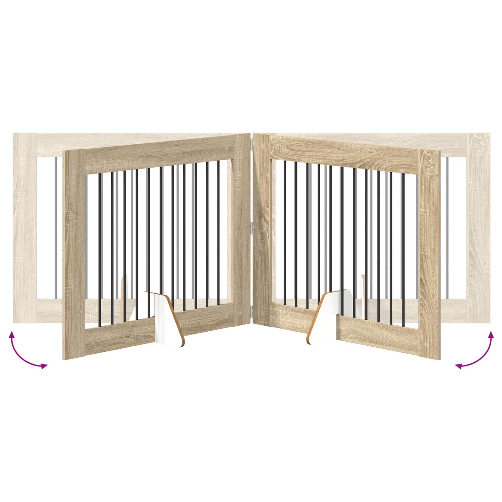 Klappbares Hundetor mit Ständern 2 pcs Sonoma-Eiche 200,5 cm