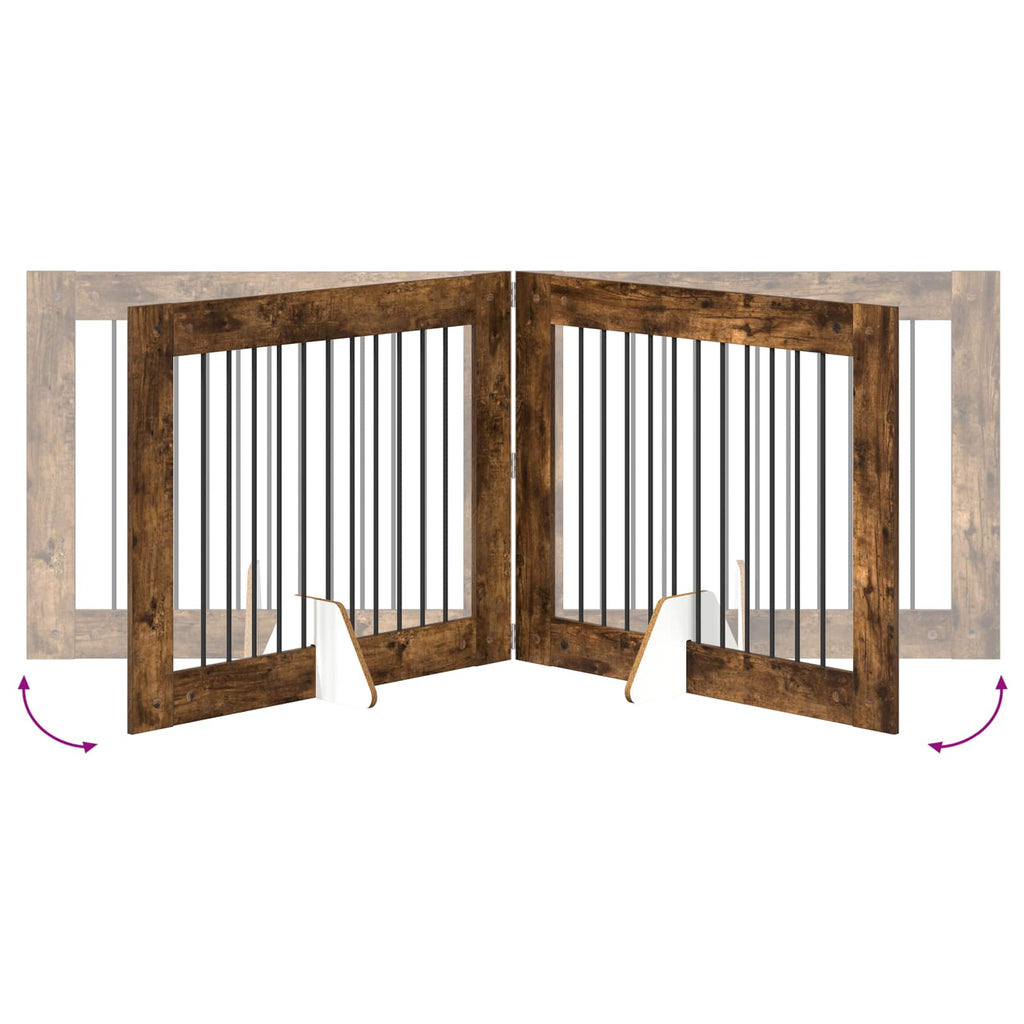 Klappbares Hundetor mit Ständern 2 pcs Geräucherte Eiche
