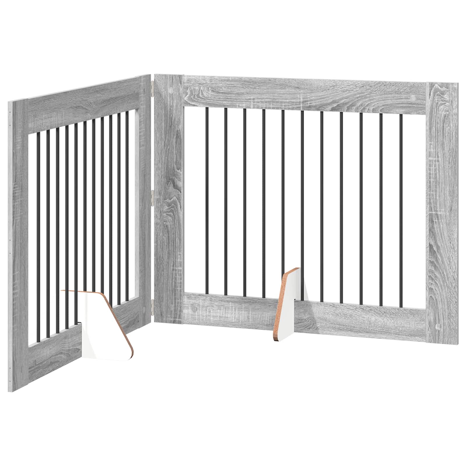 Klappbares Hundetor mit Ständern 2 pcs Graues Sonoma 200,5 cm