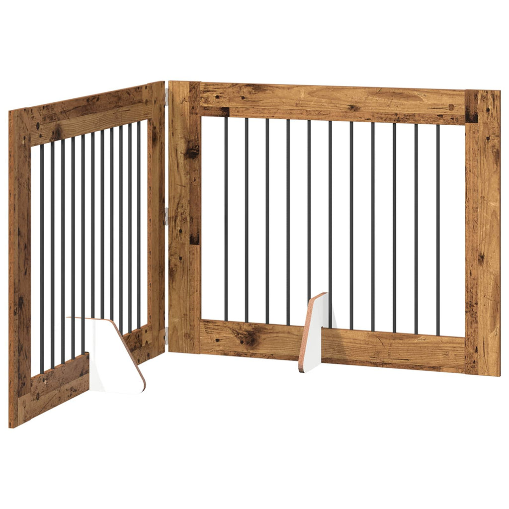 Klappbares Hundetor mit Ständern 2 pcs Altholz 200,5 cm