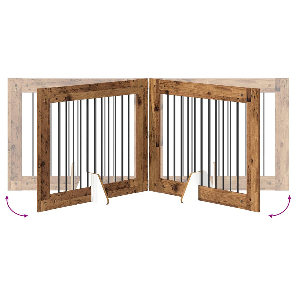 Klappbares Hundetor mit Ständern 2 pcs Altholz 200,5 cm