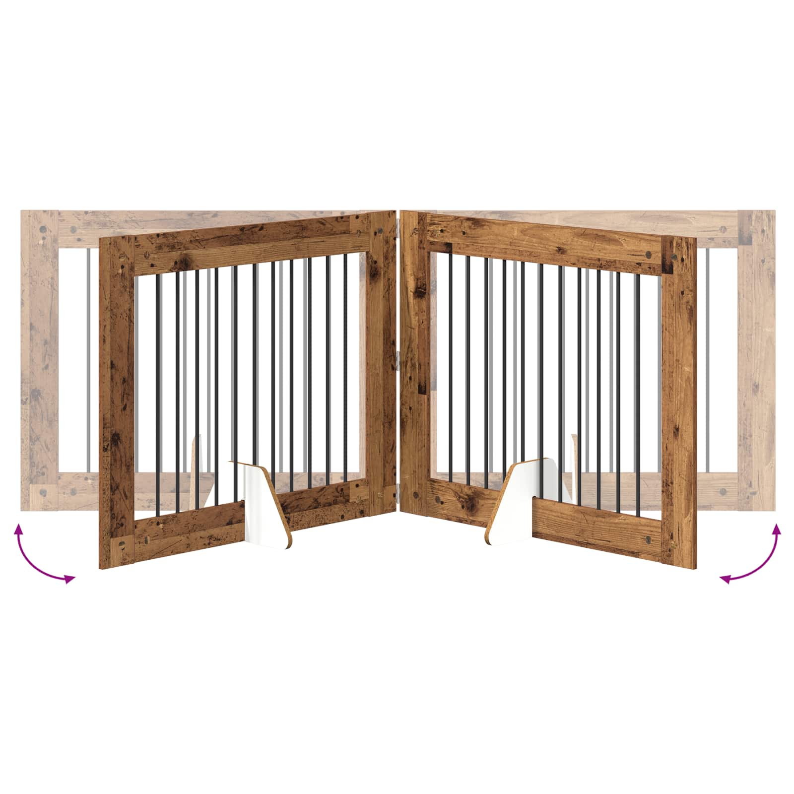 Klappbares Hundetor mit Ständern 2 pcs Altholz 200,5 cm