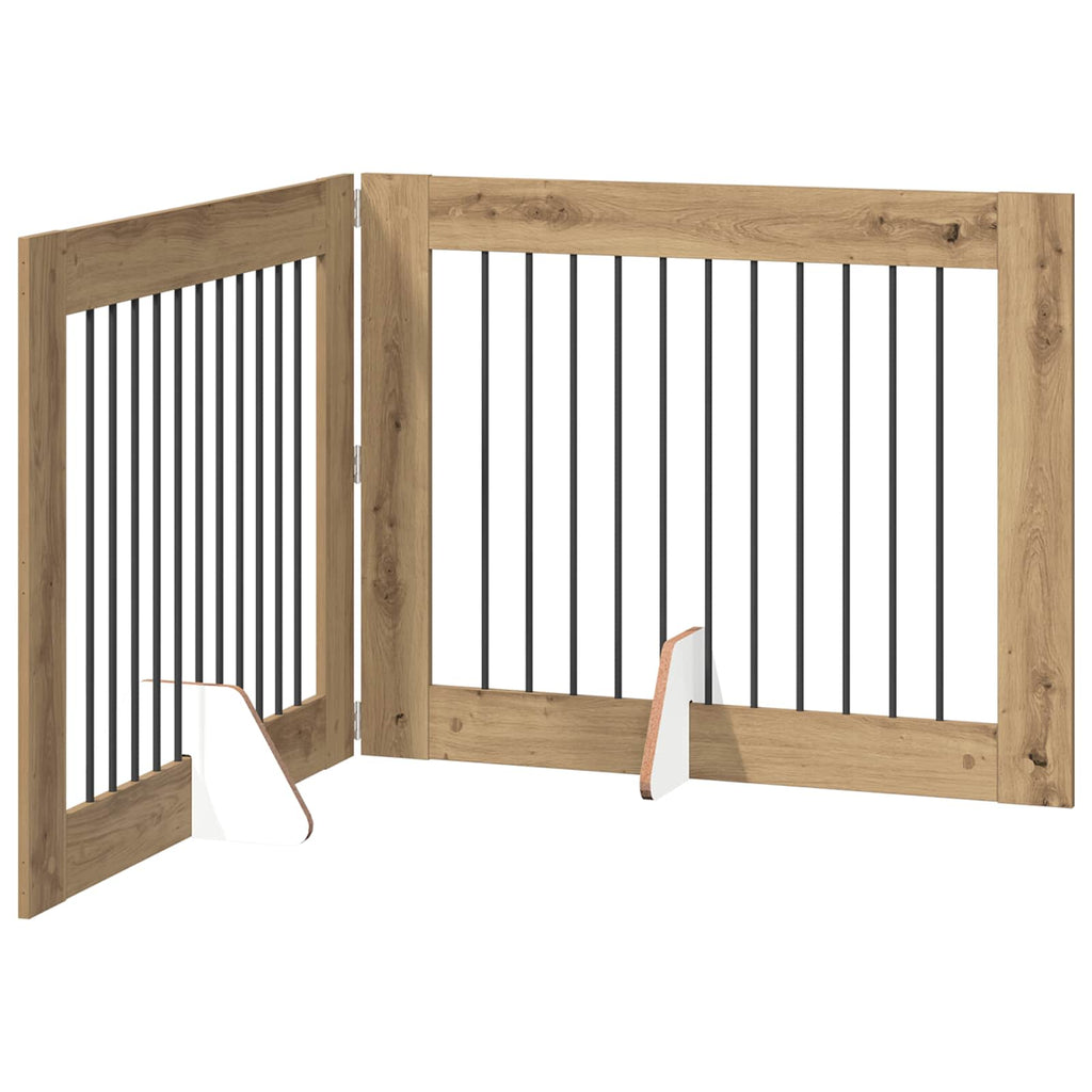 Klappbares Hundetor mit Ständern 2 pcs Artisan-Eiche 200,5 cm