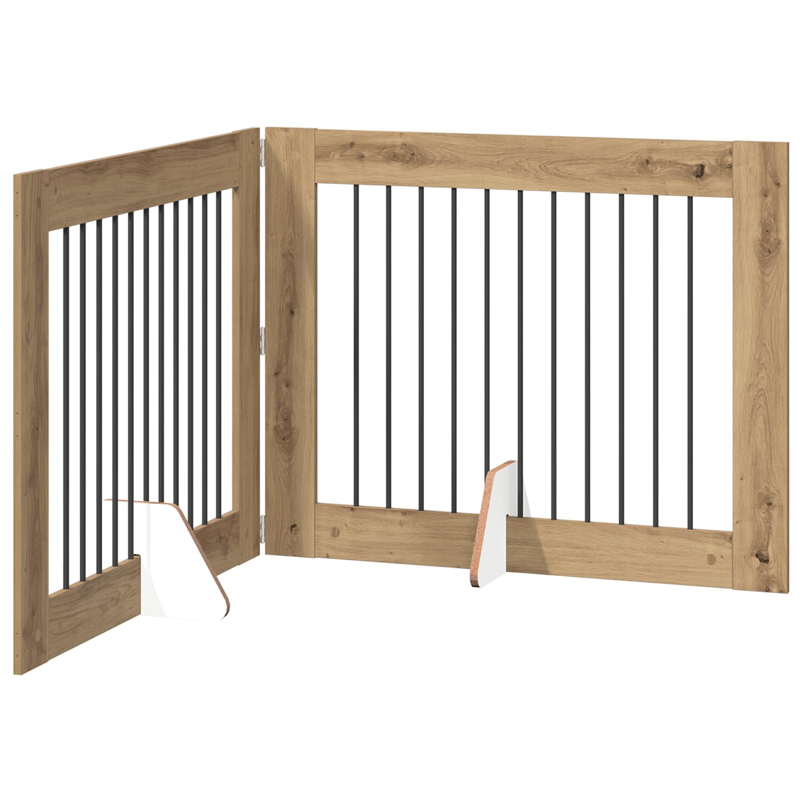 Klappbares Hundetor mit Ständern 2 pcs Artisan-Eiche 200,5 cm