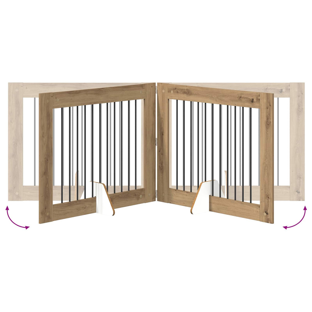 Klappbares Hundetor mit Ständern 2 pcs Artisan-Eiche 200,5 cm
