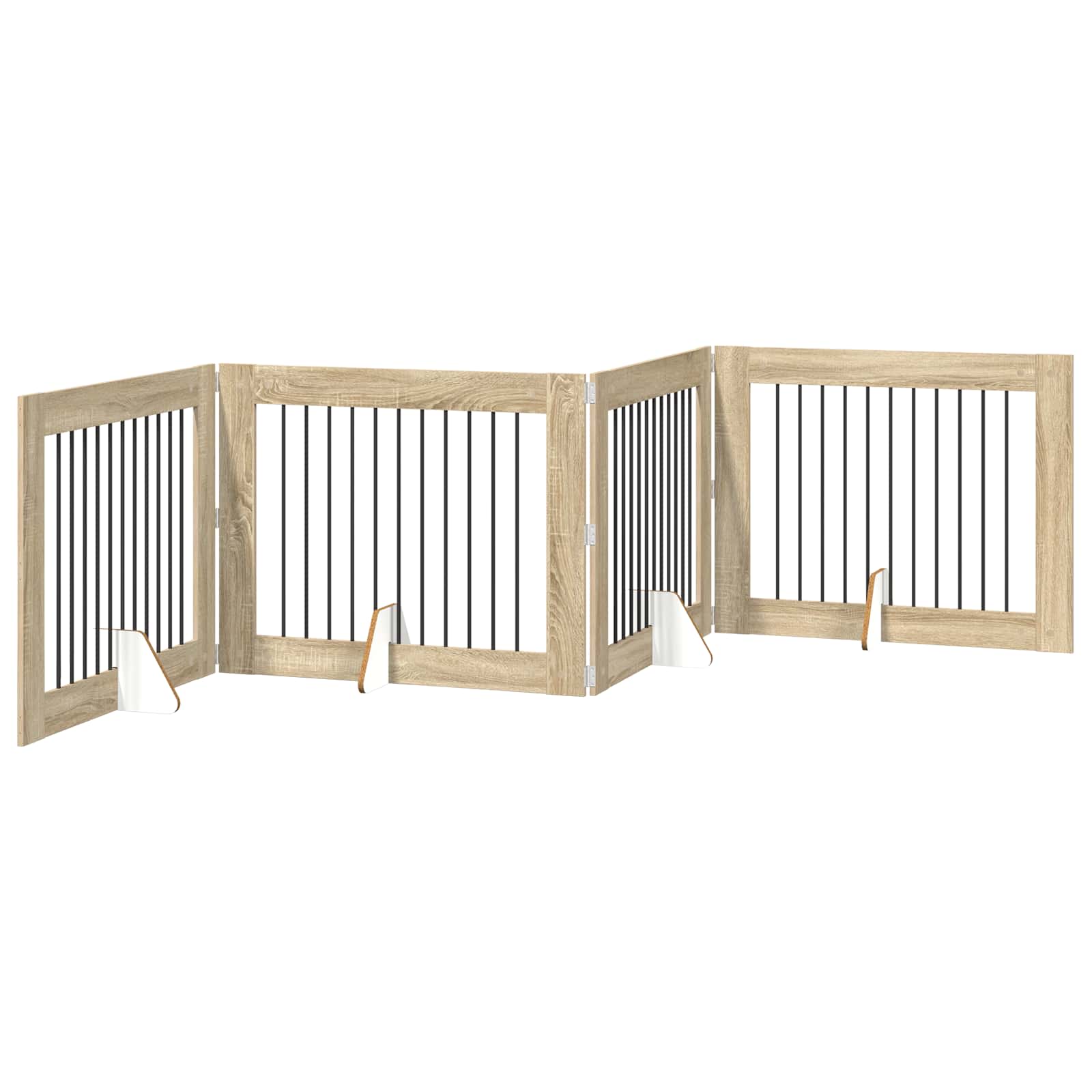 Klappbares Hundetor mit Ständern 4 pcs Sonoma-Eiche 401 cm